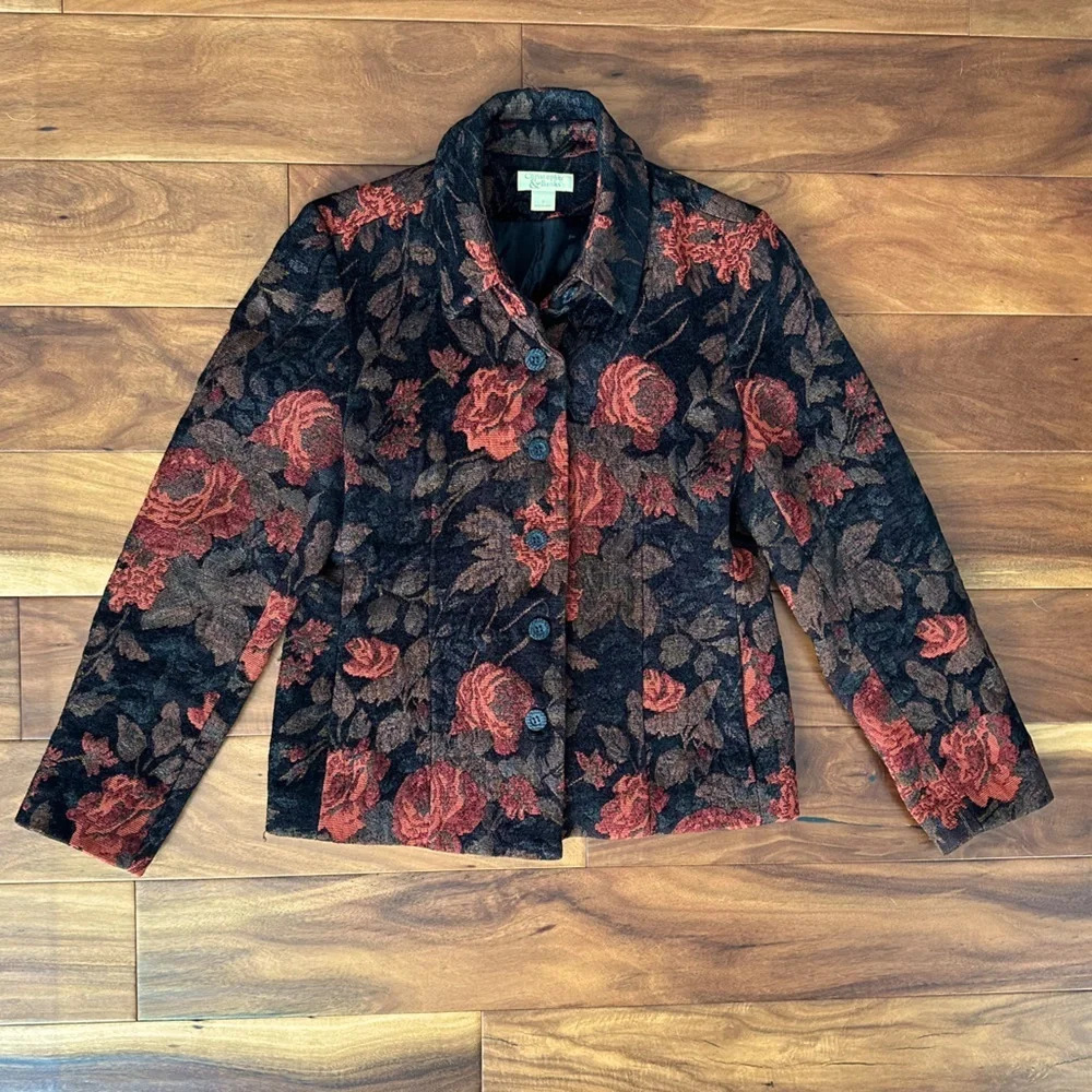 Christopher & Banks Floral Collared Blazer size Small